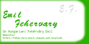 emil fehervary business card